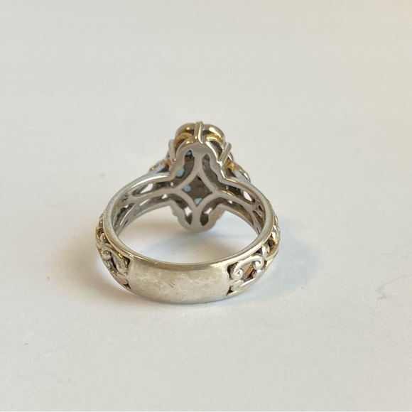 Michael Valitutti Aquamarine Ring Sterling Silver Gems En Vogue Cluster Size 8 - Picture 7 of 11